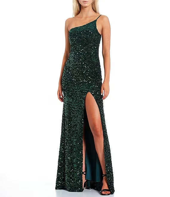 Sequin High Slit Evening Dress - Chloe Dress