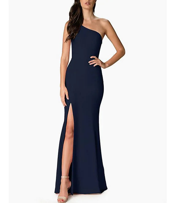 One-Shoulder Sleeveless High Slit Prom Dress - Chloe Dress