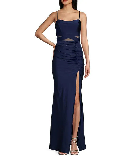 Square Neck High Slit Evening Dress - Chloe Dress