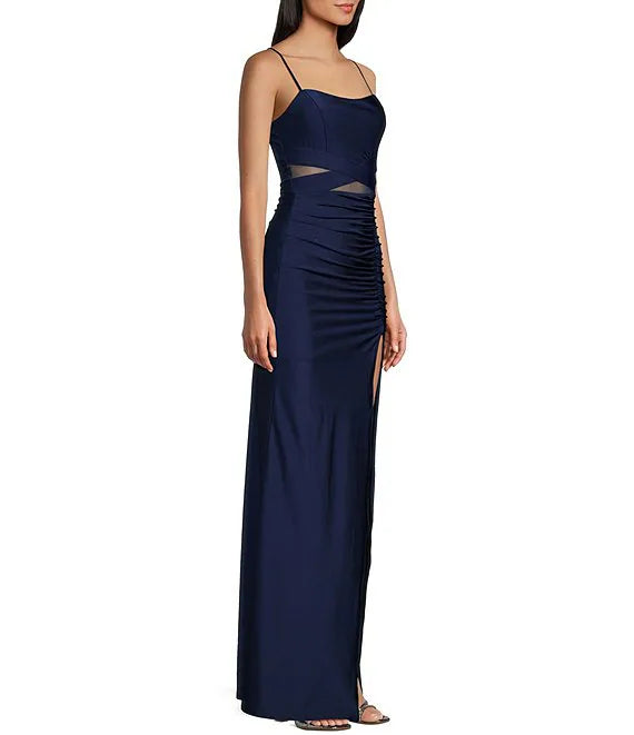 Square Neck High Slit Evening Dress - Chloe Dress