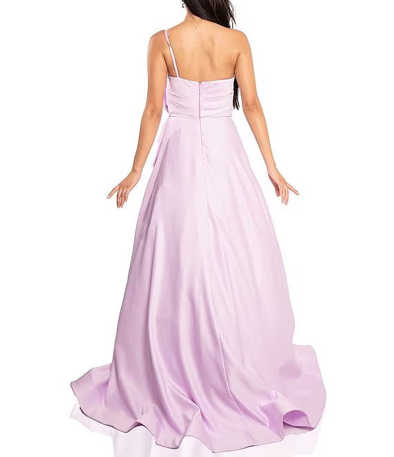 One-Shoulder Satin Sleeveless Prom Dress - Chloe Dress