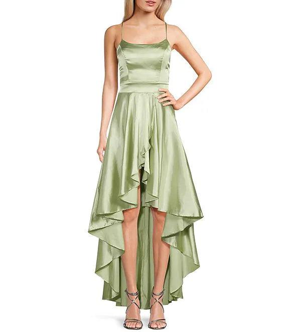 Square Neck Satin Prom Dress - Chloe Dress