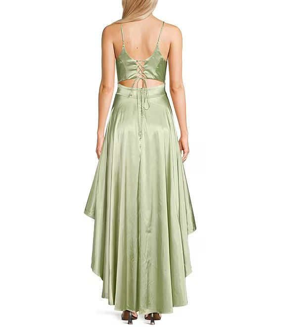 Square Neck Satin Prom Dress - Chloe Dress