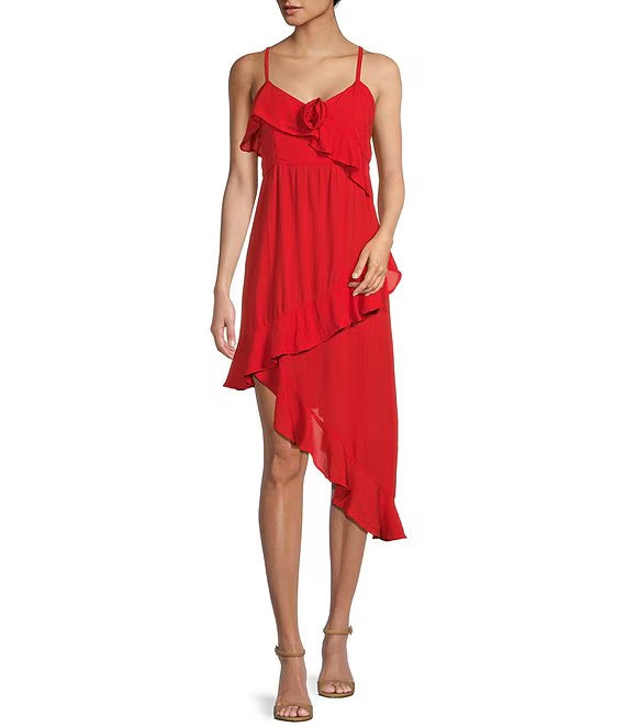 Sleeveless Lace-Up Back Asymmetric Prom Dress - Chloe Dress