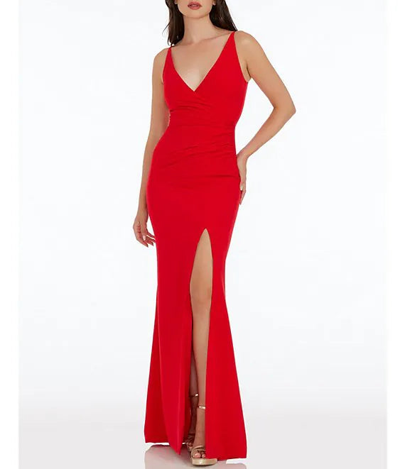 V-Neck Sleeveless High Slit Prom Dress - Chloe Dress