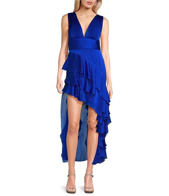 V-Neck Ruffled Evening Dress - Chloe Dress
