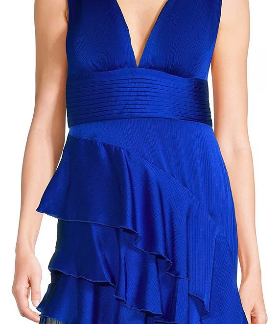 V-Neck Ruffled Evening Dress - Chloe Dress
