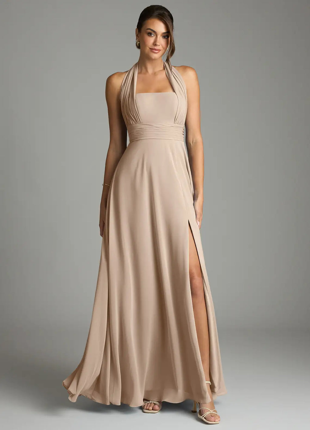 Halter High Slit Wedding Dress - Chloe Dress