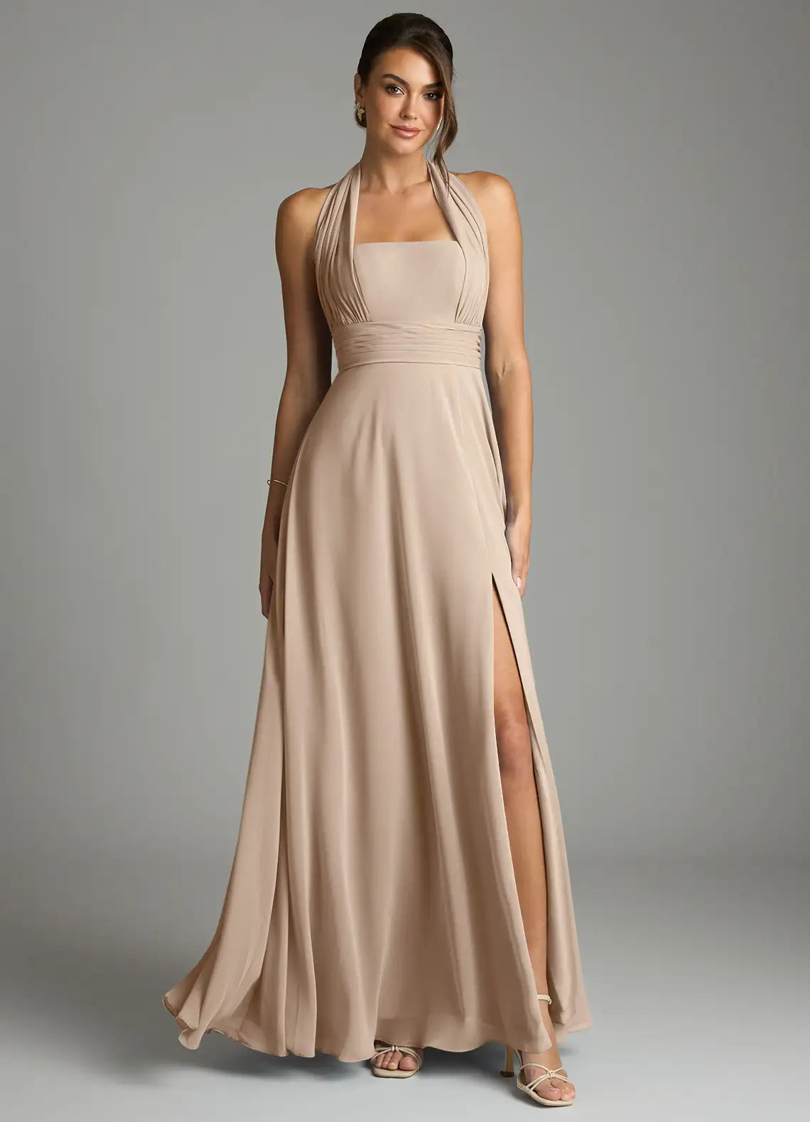 Halter High Slit Wedding Dress - Chloe Dress