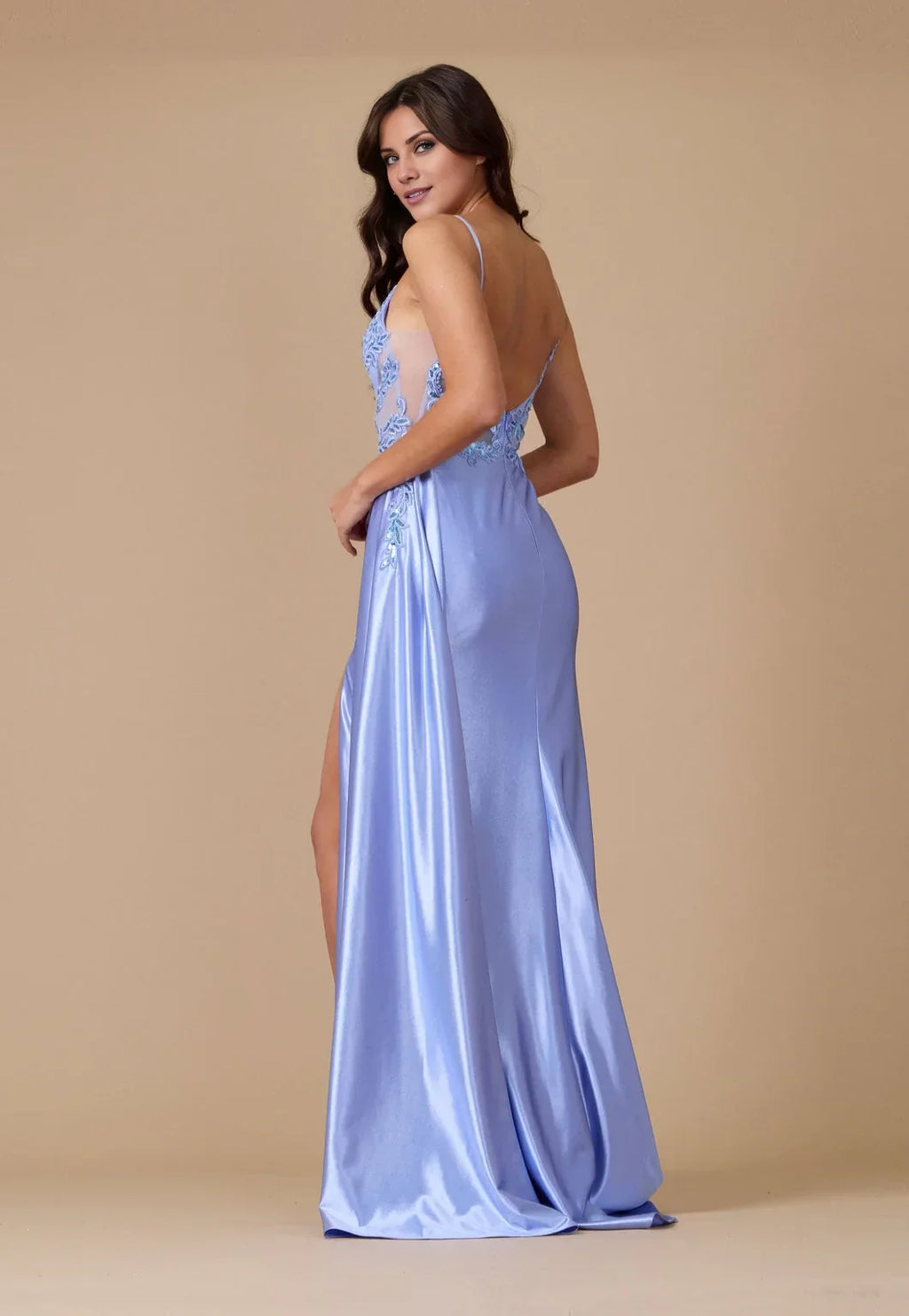 V-Neck Lace High Slit Floor-Length Prom Dress - Chloe Dress