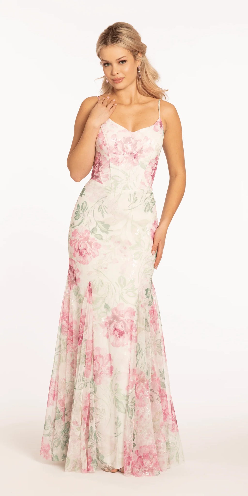 Pink Mermaid V-Neck Sequin Floor-Length Prom Dress - Chloe Dress