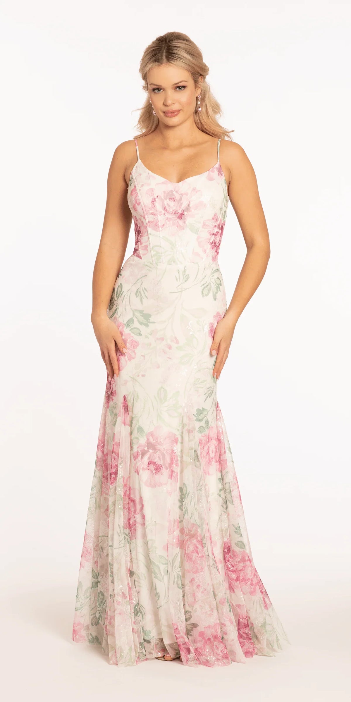 Pink Mermaid V-Neck Sequin Floor-Length Prom Dress - Chloe Dress