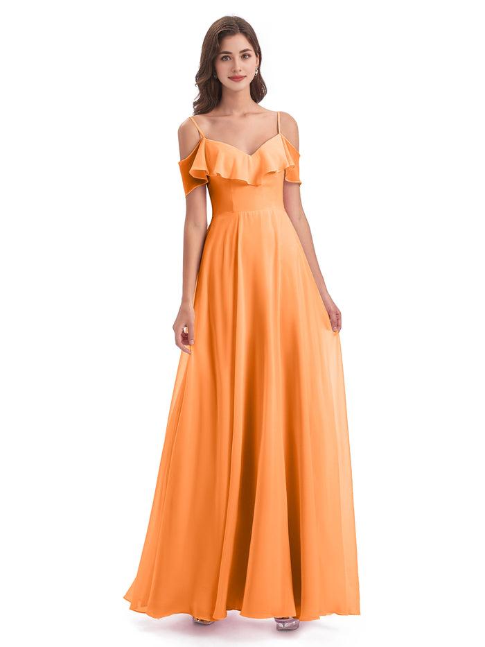 A-Line Spaghetti Strap Chiffon Sleeveless Floor-Length Wedding Dress - Chloe Dress