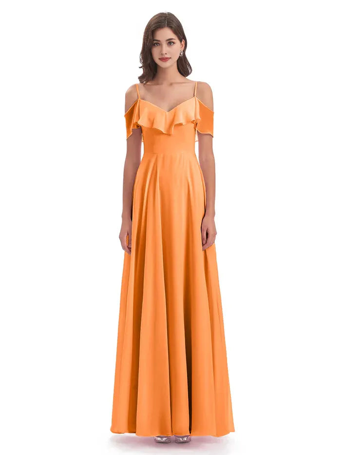 A-Line Spaghetti Strap Chiffon Sleeveless Floor-Length Wedding Dress - Chloe Dress