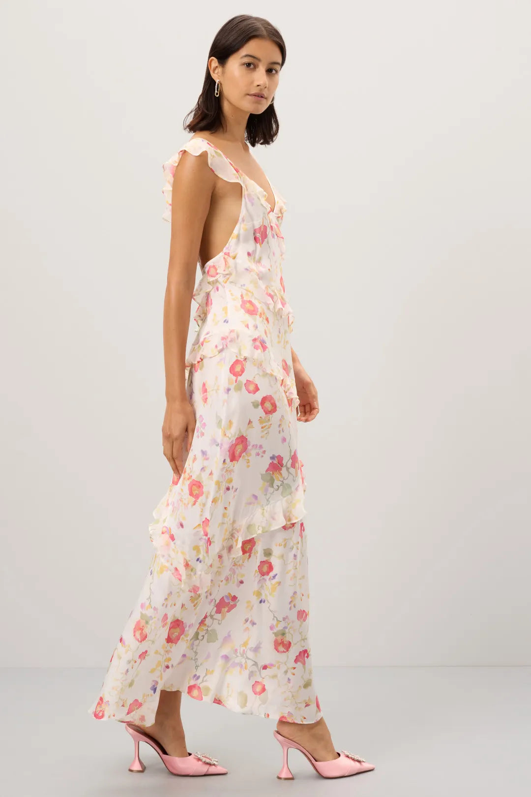 A-Line V-Neck Ruffled Floor-Length Prom Dress - Chloe Dress