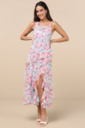 Spaghetti Strap Chiffon Asymmetric Midi Dress - Chloe Dress
