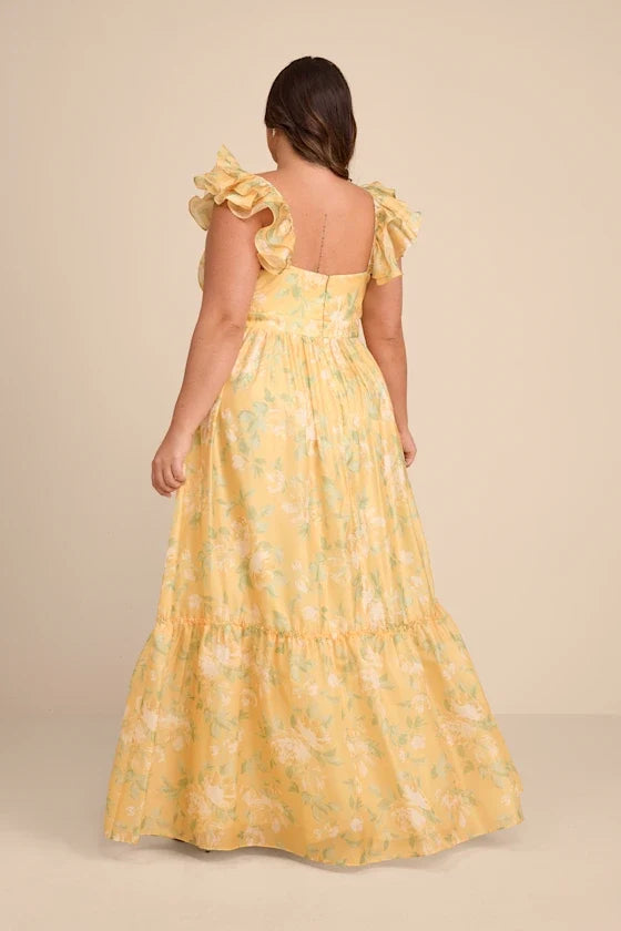 V-Neck Chiffon Ruffled Floor-Length Evening Dress - Chloe Dress