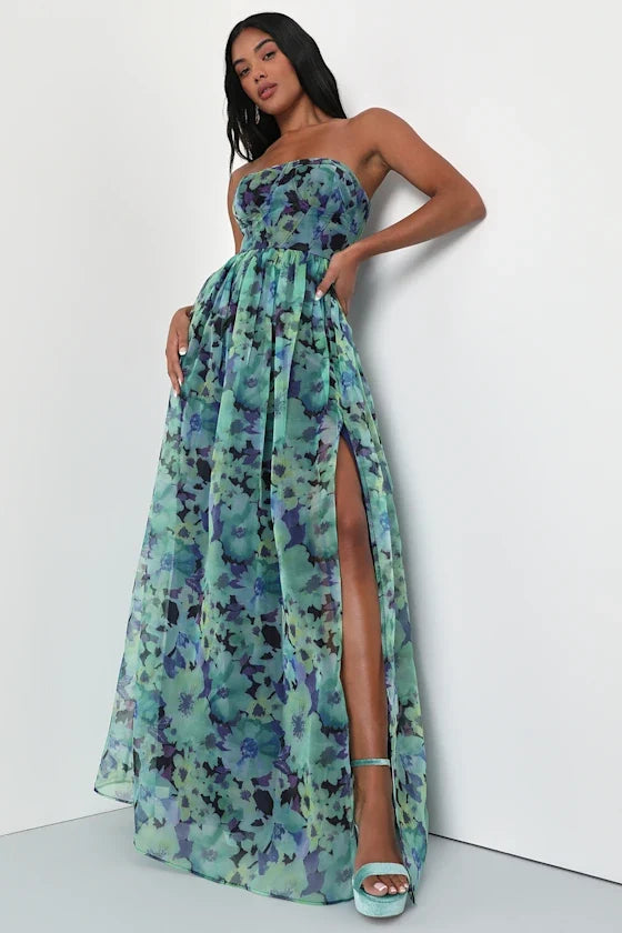 Green A-Line Sweetheart Chiffon Floor-Length Prom Dress - Chloe Dress