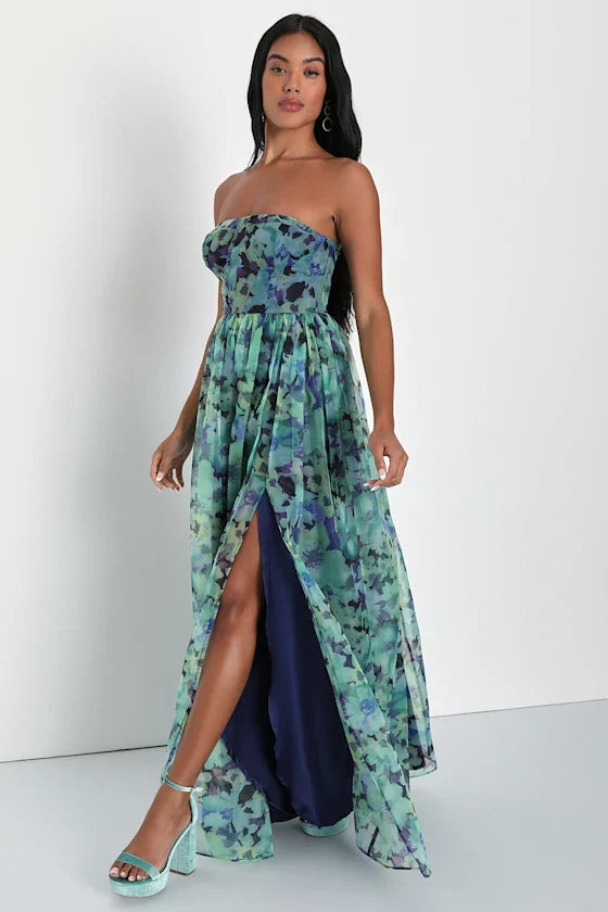 Green A-Line Sweetheart Chiffon Floor-Length Prom Dress - Chloe Dress