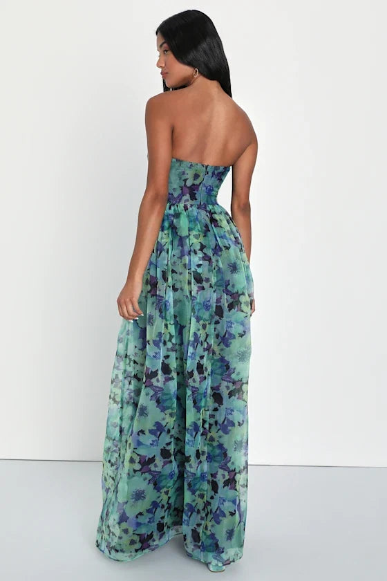 Green A-Line Sweetheart Chiffon Floor-Length Prom Dress - Chloe Dress