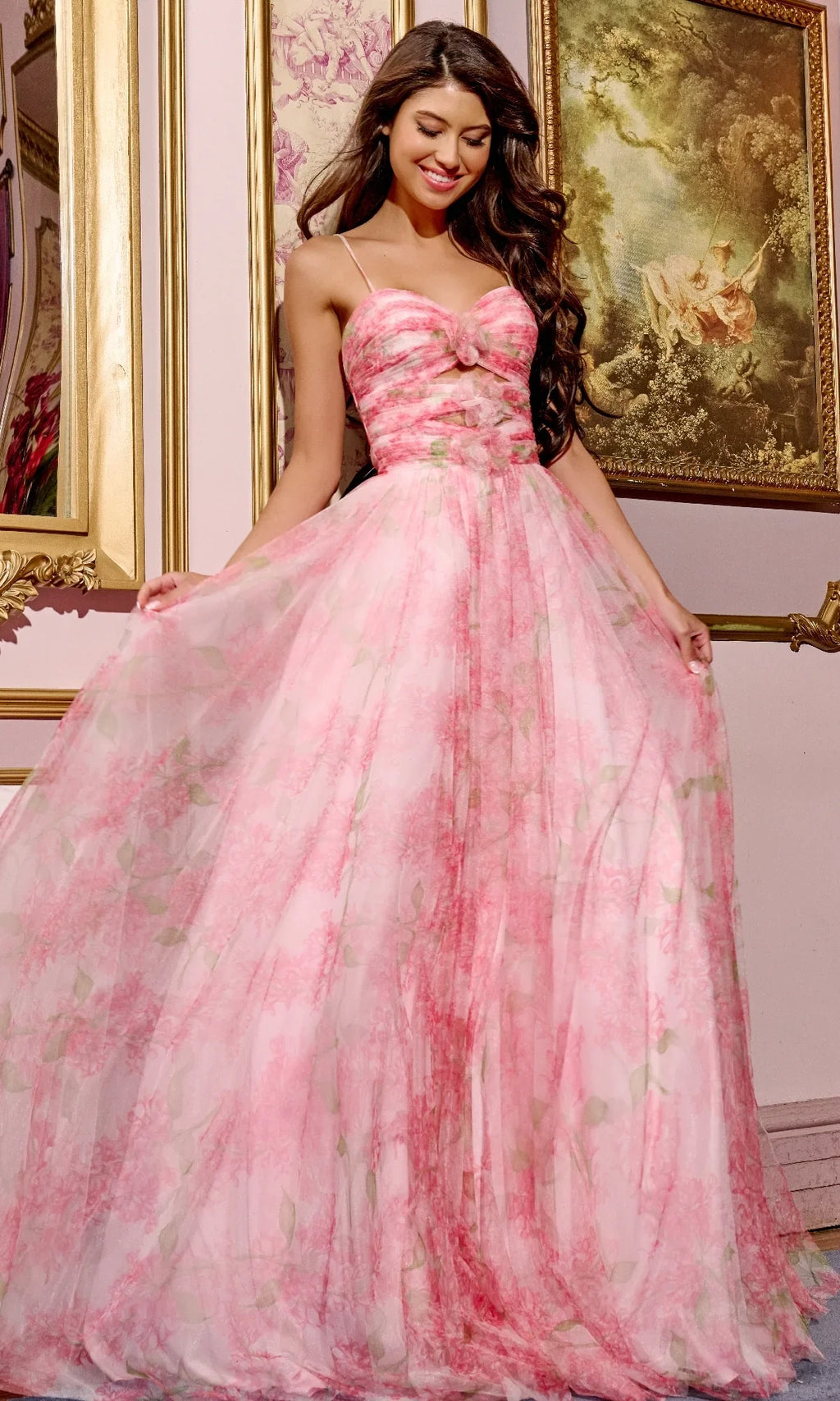 Pink A-Line Sweetheart Tulle Cutout Floor-Length Prom Dress - Chloe Dress