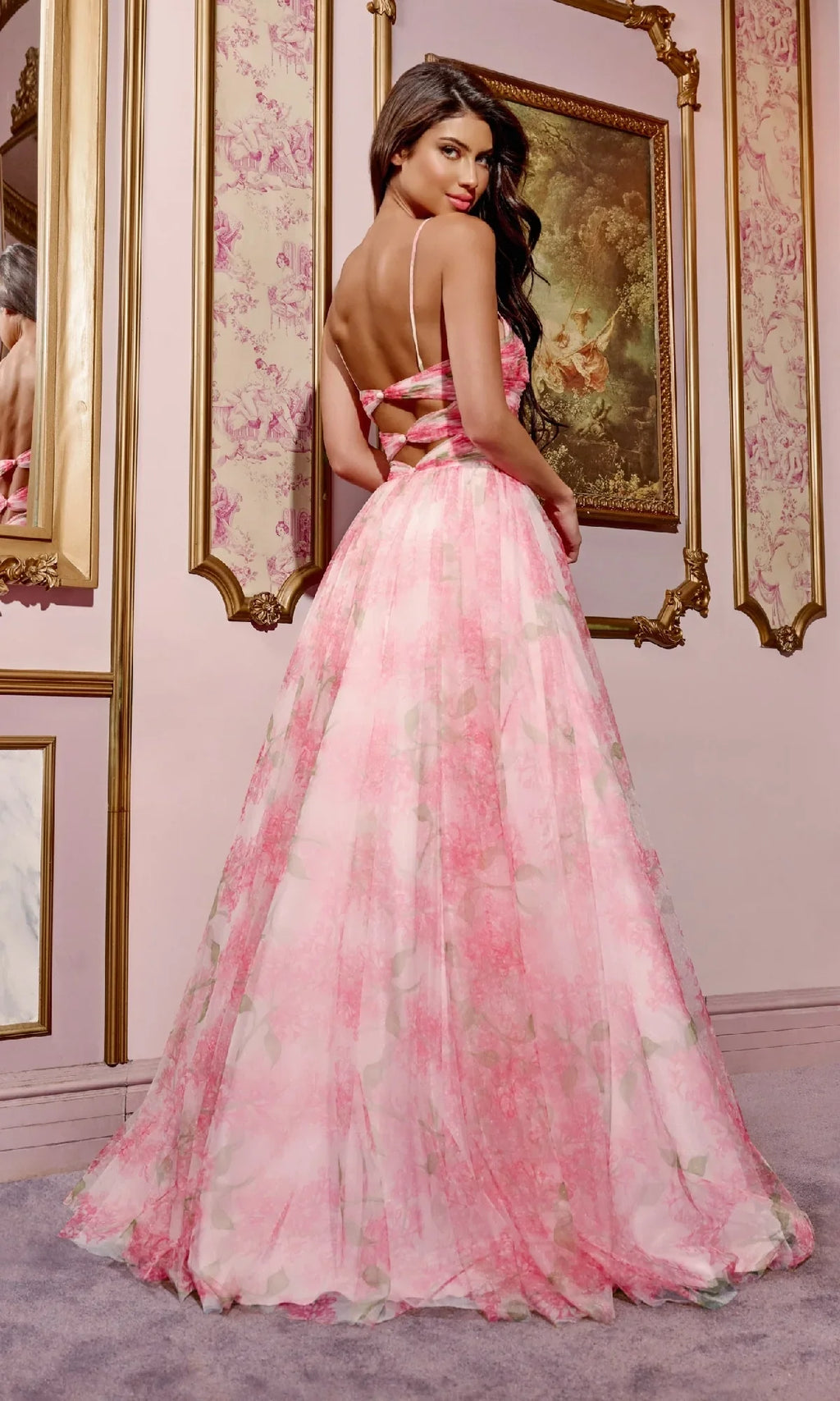 Pink A-Line Sweetheart Tulle Cutout Floor-Length Prom Dress - Chloe Dress