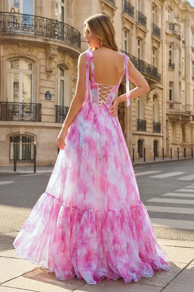 A-Line Lace Sleeveless Ruffled Floor-Length Prom Dress - Chloe Dress
