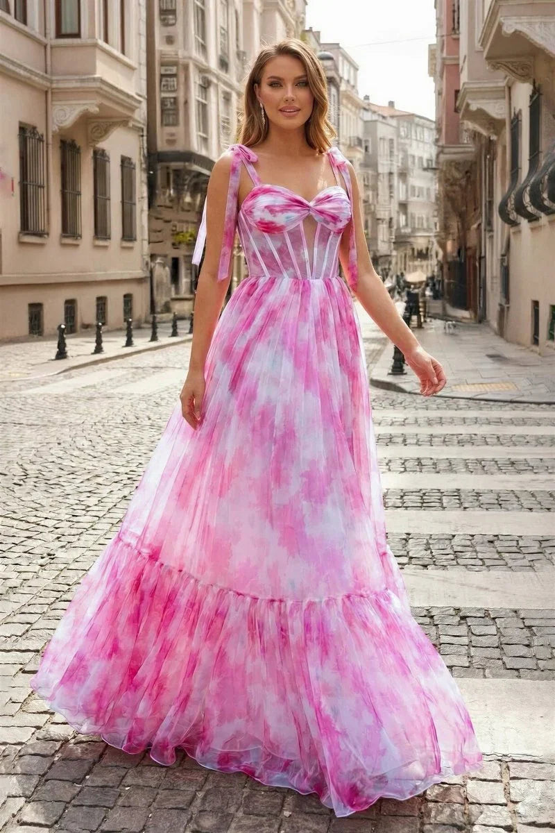 A-Line Lace Sleeveless Ruffled Floor-Length Prom Dress - Chloe Dress