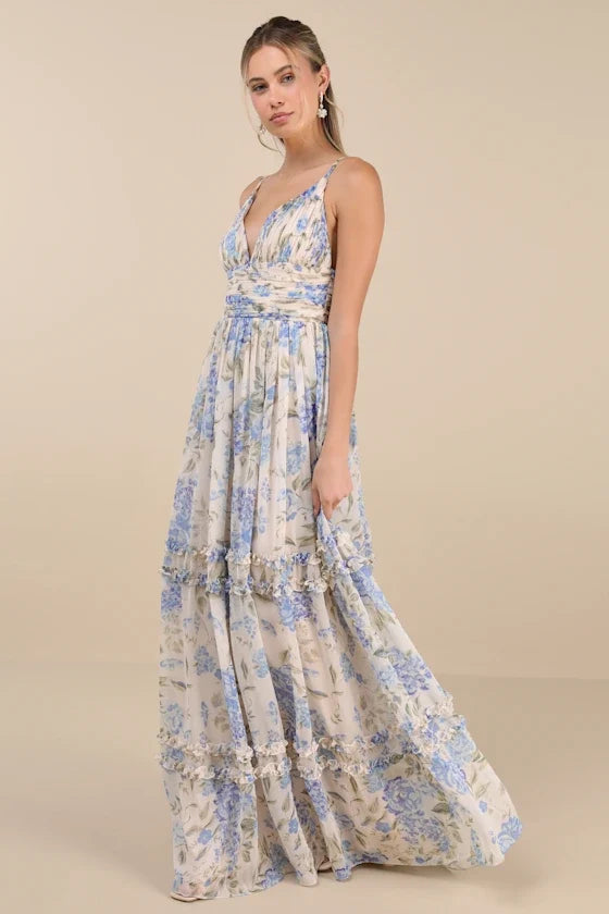 A-Line V-Neck Floor-Length Prom Dress - Chloe Dress