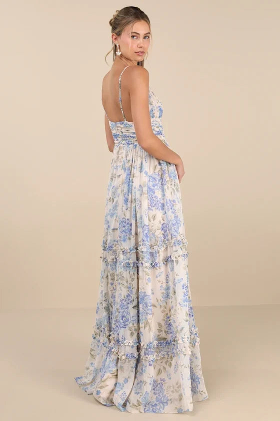 A-Line V-Neck Floor-Length Prom Dress - Chloe Dress