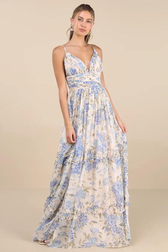 A-Line V-Neck Floor-Length Prom Dress - Chloe Dress