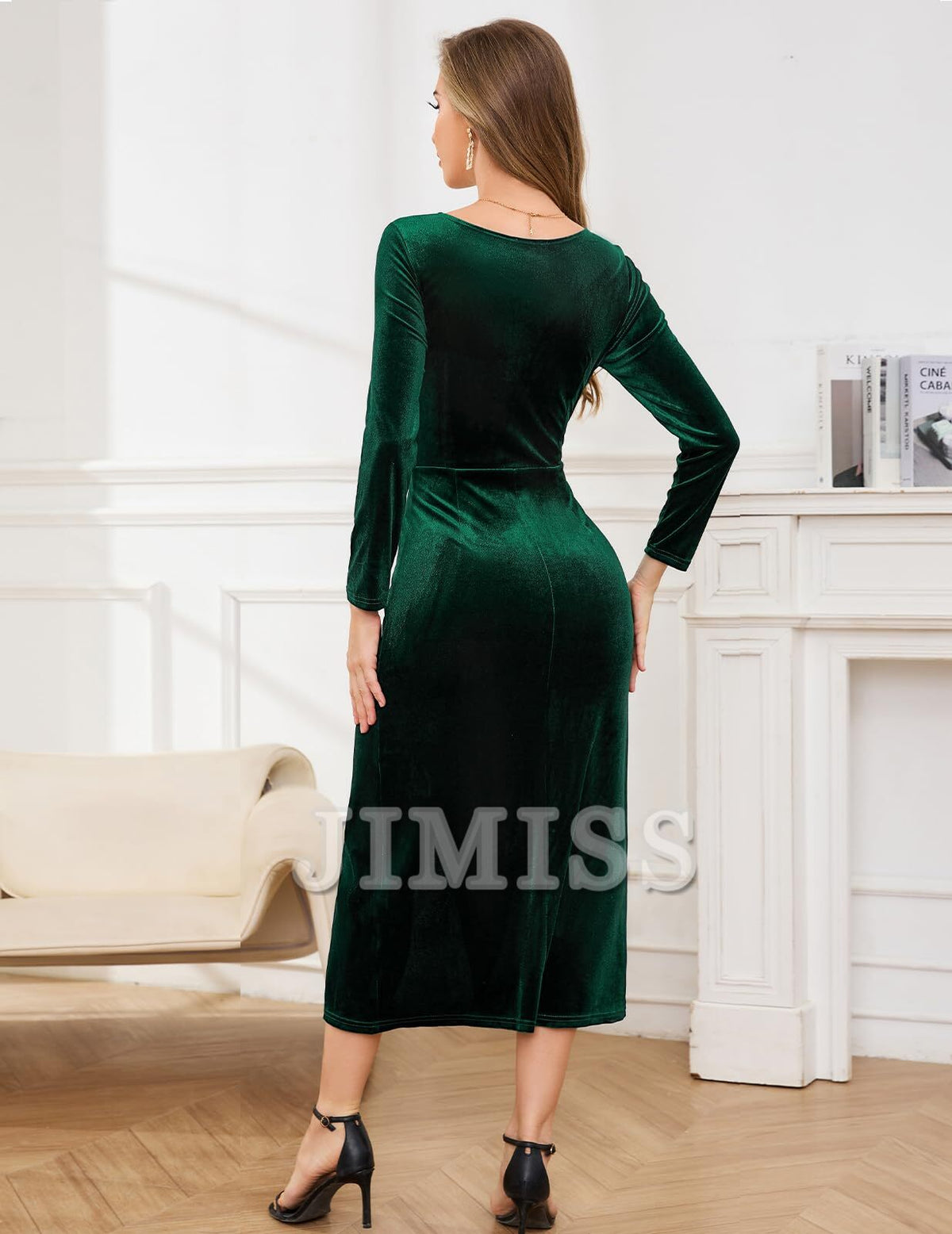 Velvet Long Sleeve Wrap Wedding Dress - Chloe Dress