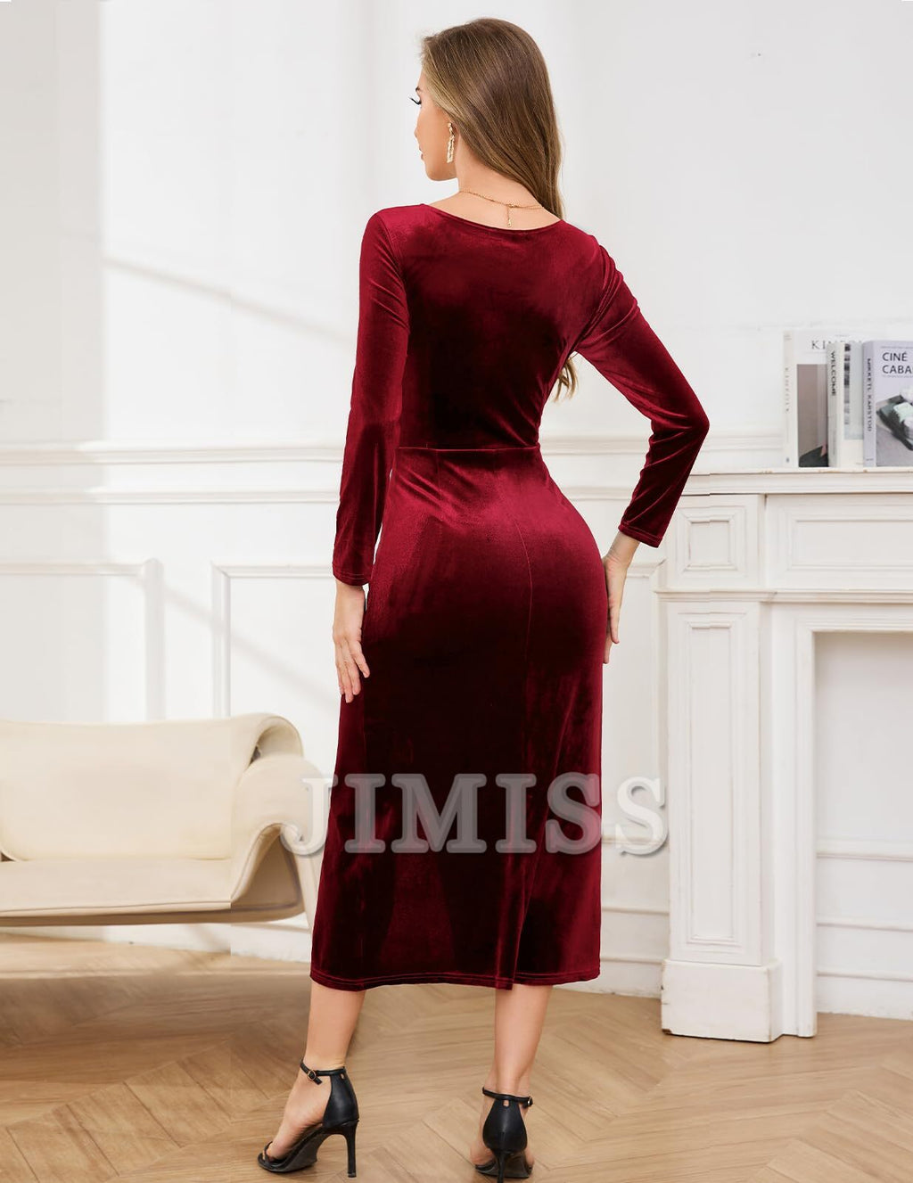 Velvet Long Sleeve Wrap Wedding Dress - Chloe Dress