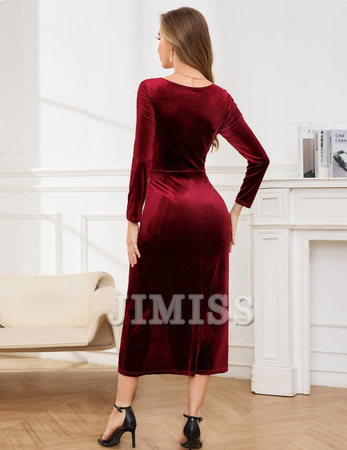 Velvet Long Sleeve Wrap Wedding Dress - Chloe Dress