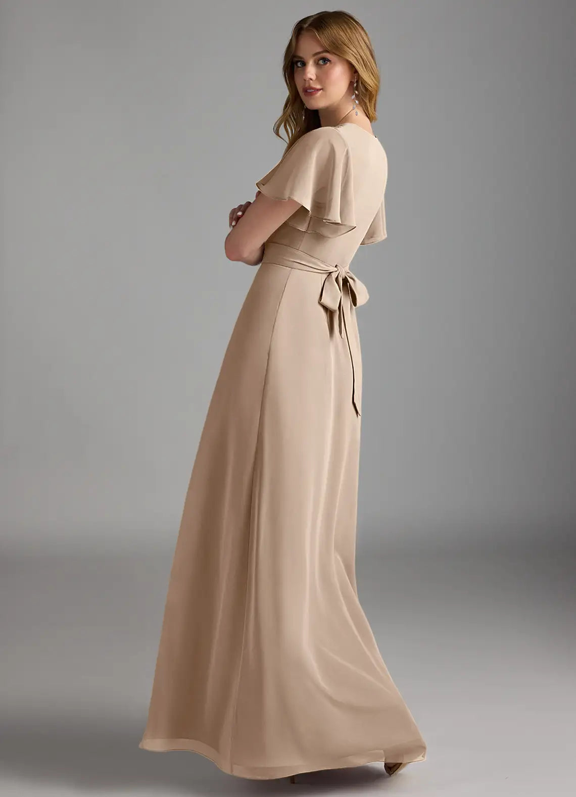 Chiffon High Slit Wedding Dress - Chloe Dress
