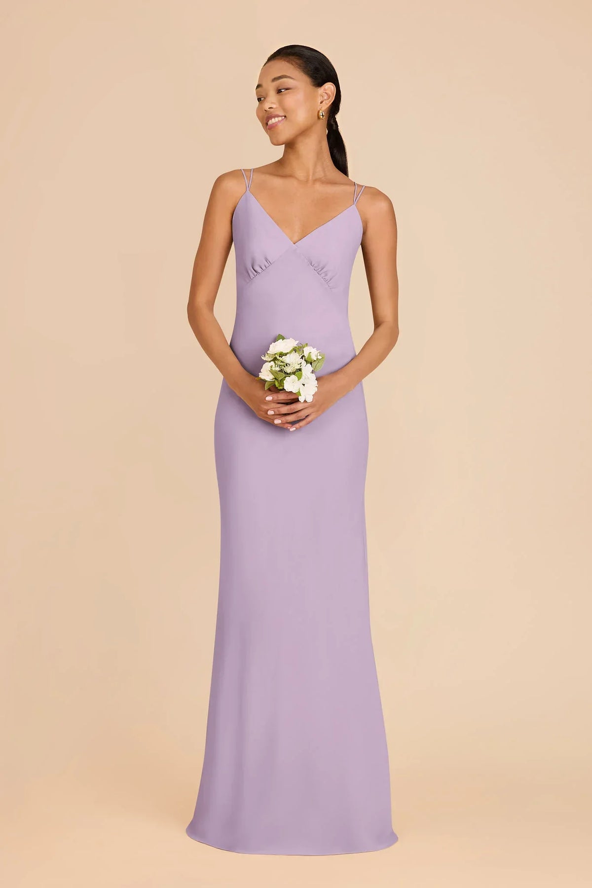 Lavender V-Neck Chiffon Floor-Length Wedding Gown - Chloe Dress
