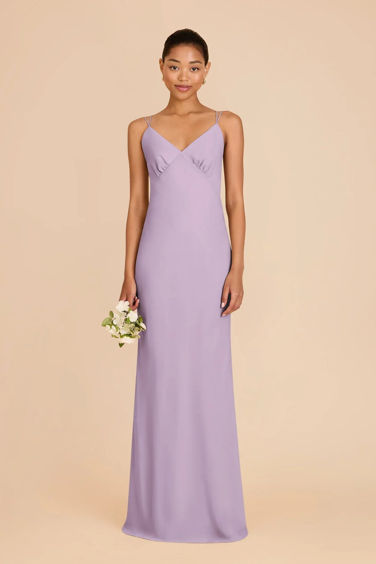Lavender V-Neck Chiffon Floor-Length Wedding Gown - Chloe Dress