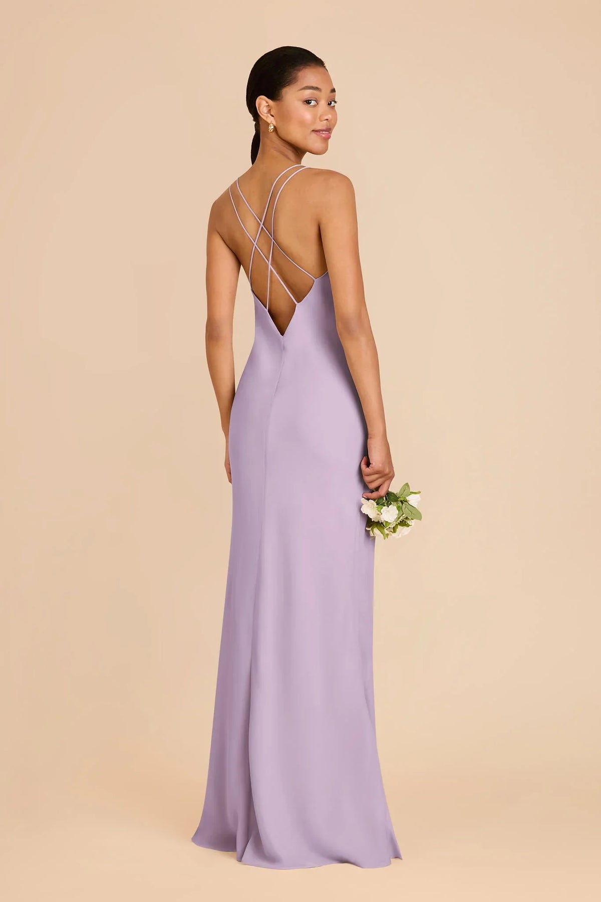 Lavender V-Neck Chiffon Floor-Length Wedding Gown - Chloe Dress