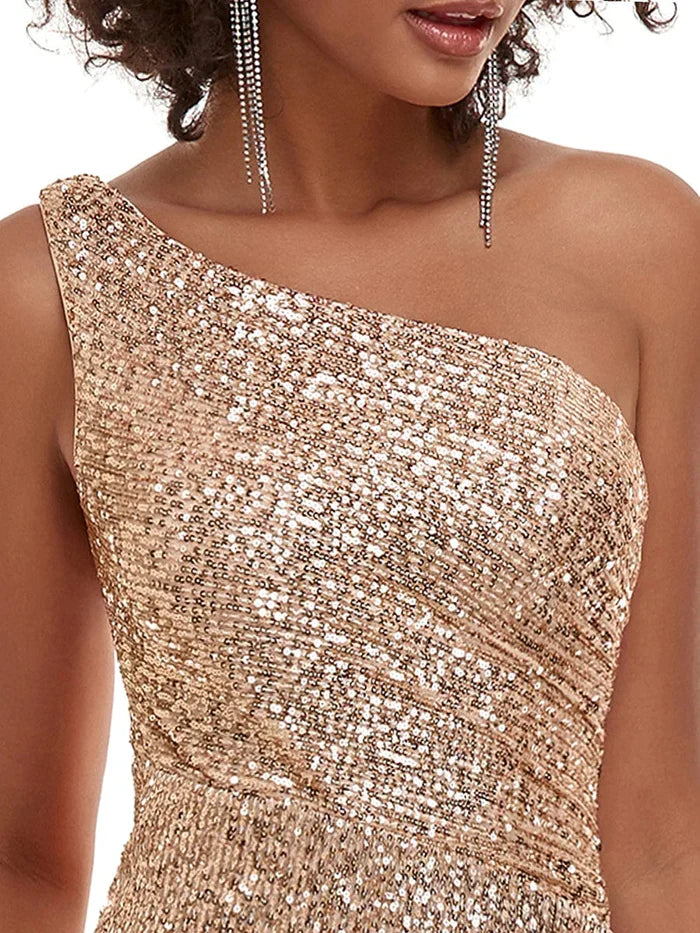 One-Shoulder Sequin Evening Dress - Chloe Dress