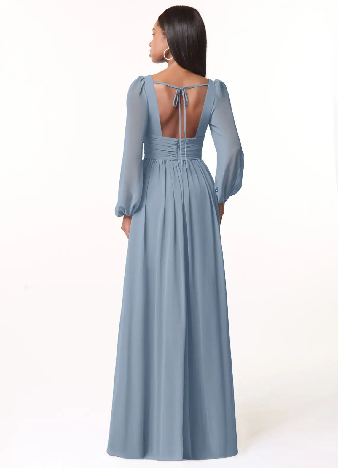 A-Line Chiffon Puff Sleeve Floor-Length Wedding Dress - Chloe Dress