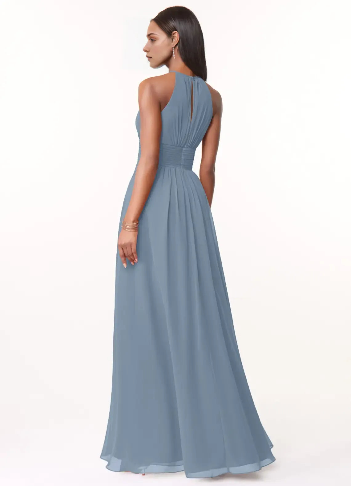 A-Line Halter Chiffon Sleeveless Floor-Length Wedding Dress - Chloe Dress