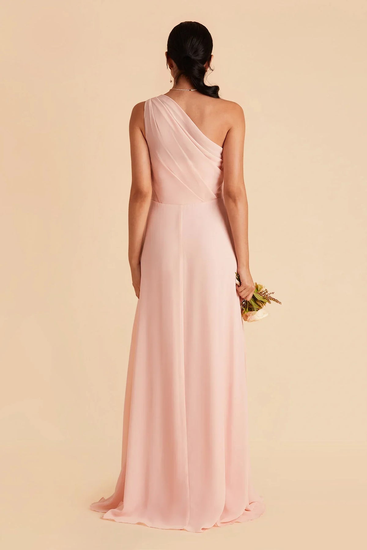 A-Line One-Shoulder Chiffon Sleeveless Open Back Floor-Length Wedding Dress - Chloe Dress