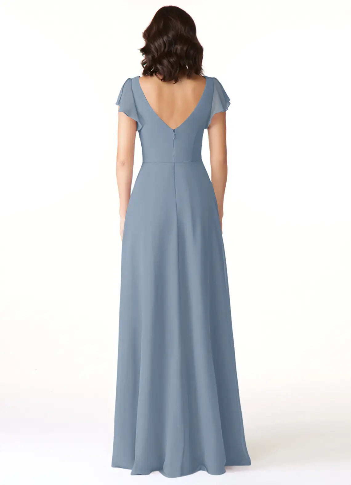 A-Line V-Neck Chiffon Floor-Length Wedding Dress - Chloe Dress