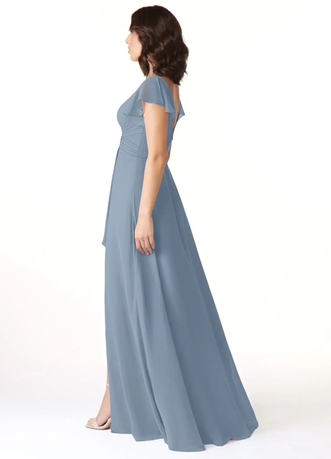 A-Line V-Neck Chiffon Floor-Length Wedding Dress - Chloe Dress