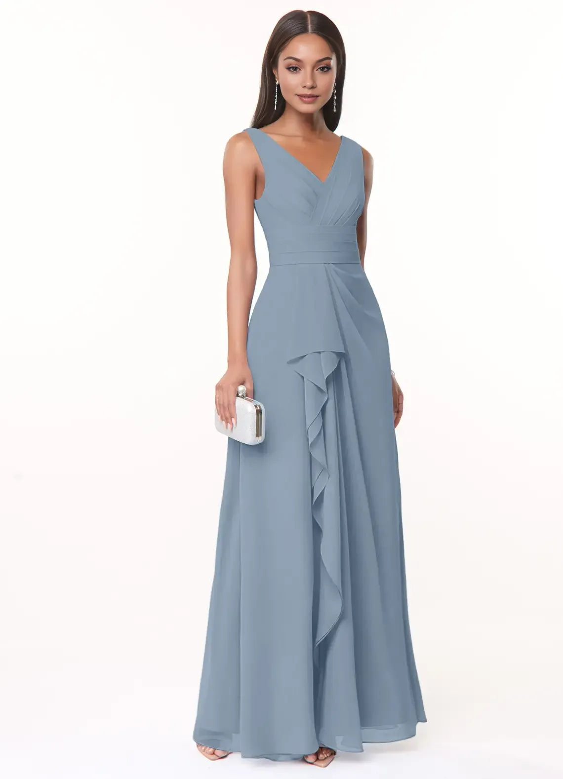 A-Line V-Neck Sleeveless Floor-Length Wedding Dress - Chloe Dress