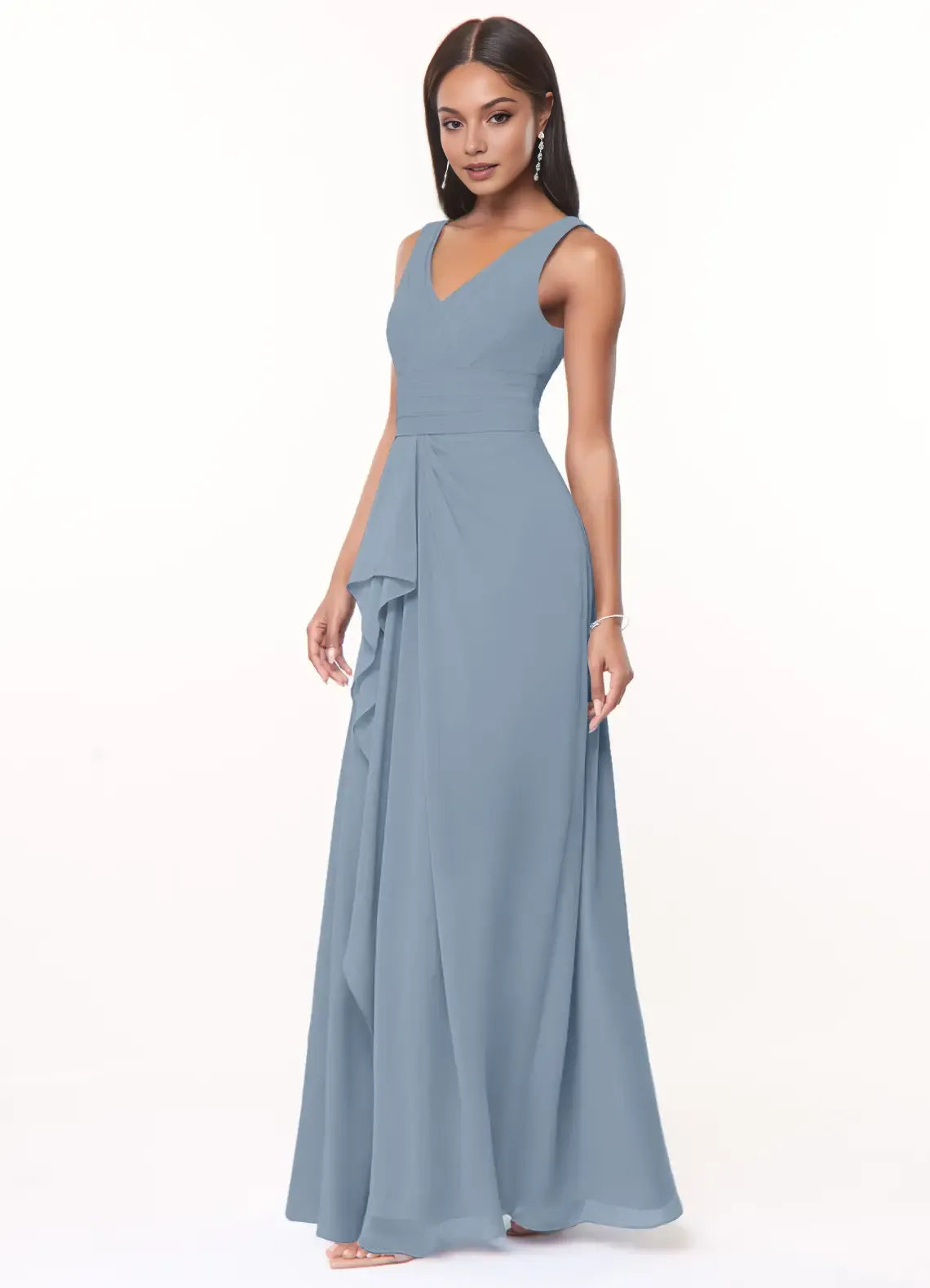 A-Line V-Neck Sleeveless Floor-Length Wedding Dress - Chloe Dress
