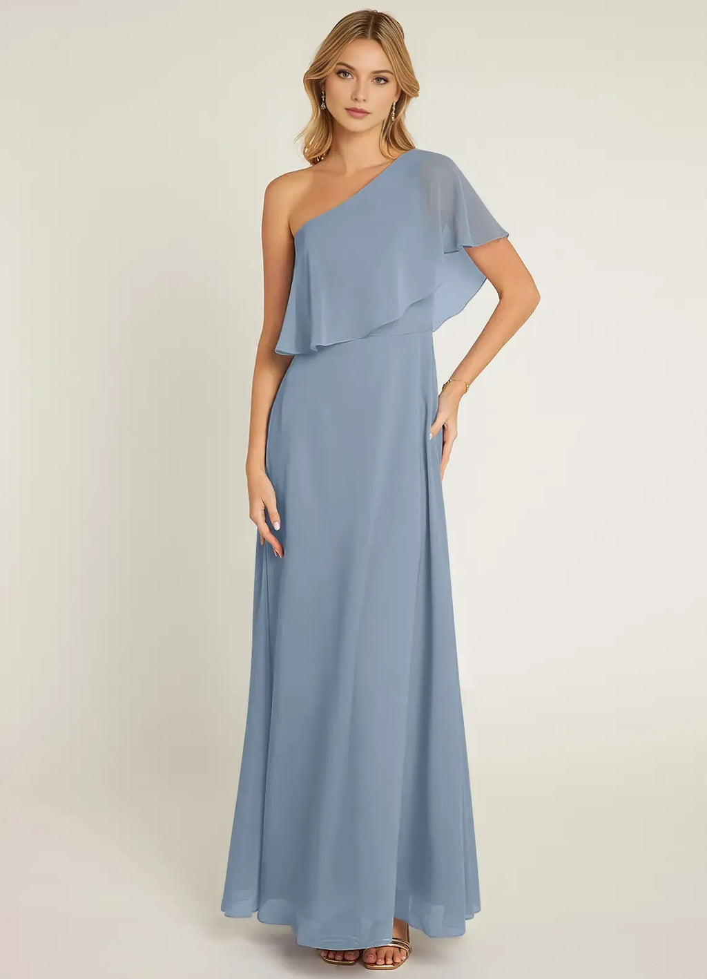 A-Line Open Back Ruffled Floor-Length Wedding Dress - Chloe Dress