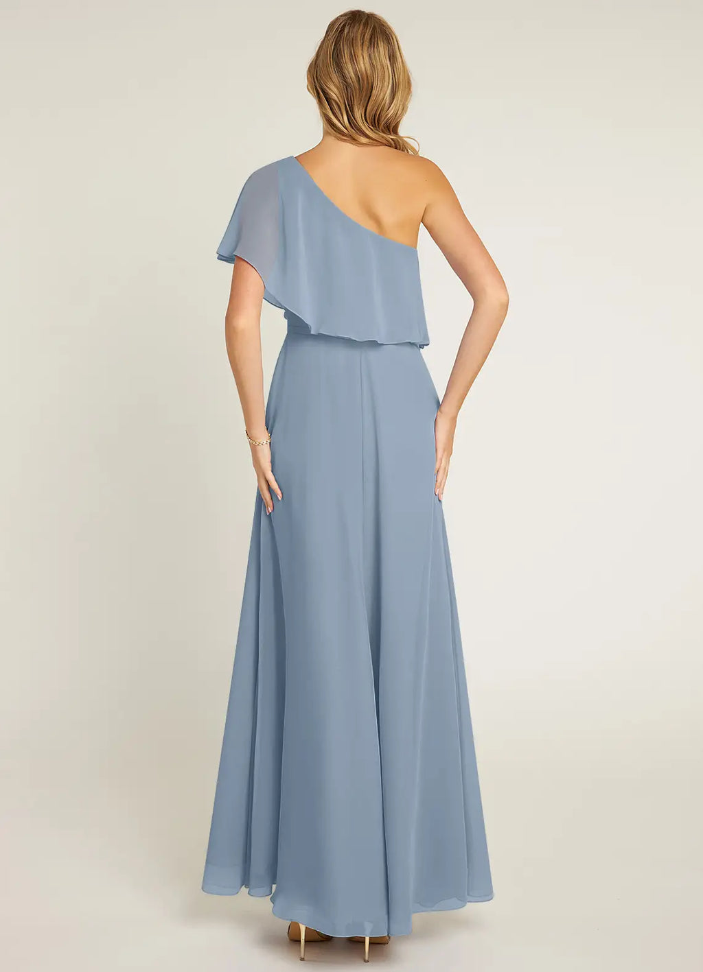 A-Line Open Back Ruffled Floor-Length Wedding Dress - Chloe Dress