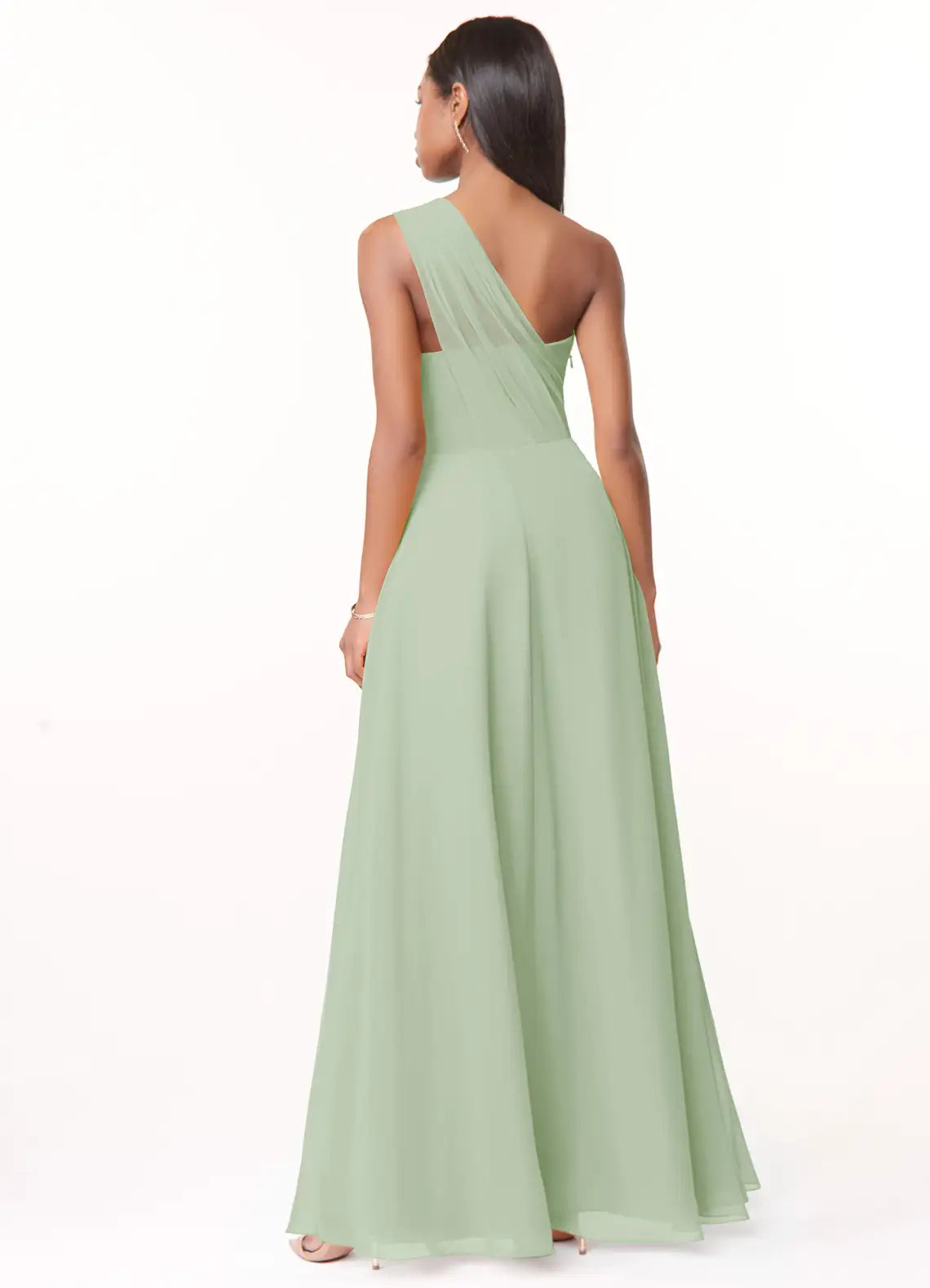 A-Line One-Shoulder Sleeveless Draped Floor-Length Wedding Dress - Chloe Dress