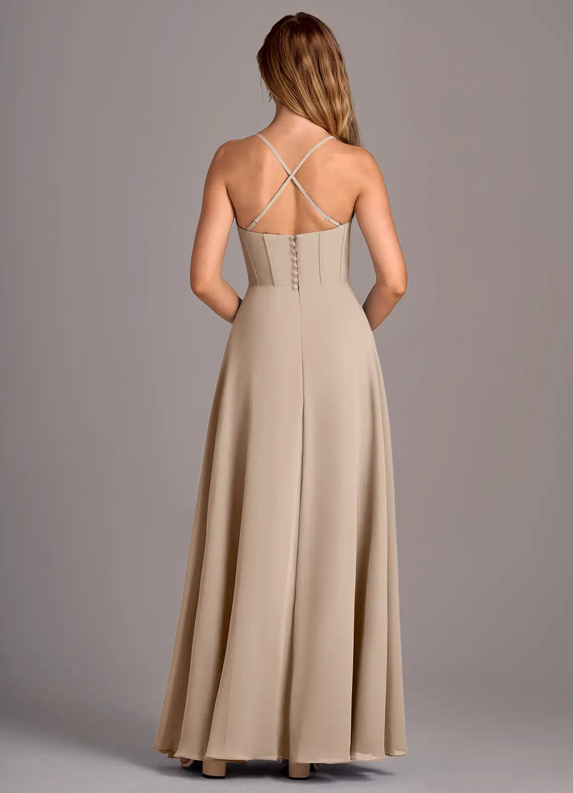 A-Line Square Neck Sleeveless Floor-Length Wedding Dress - Chloe Dress